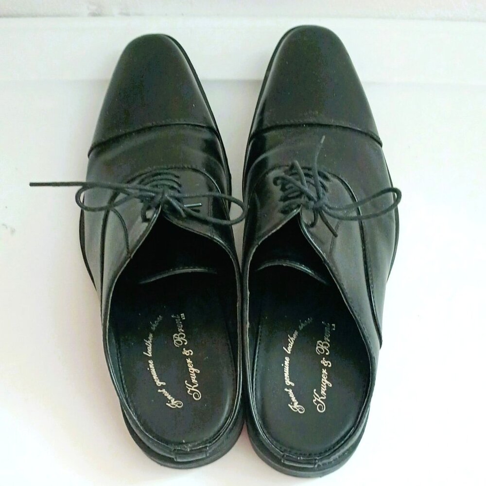 Men's Backless Lace Up Dress Shoes 26 (8) Kruger & Brent Black Mules